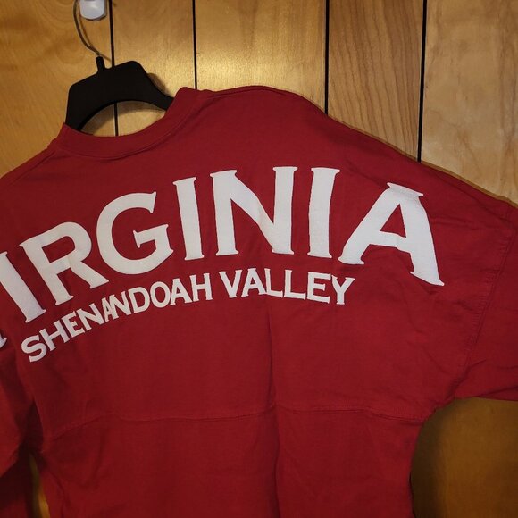 Shenandoah Valley Virginia Shirt MEDIUM Long Sleeve Crew Neck RED Spellout A3 - Picture 5 of 6